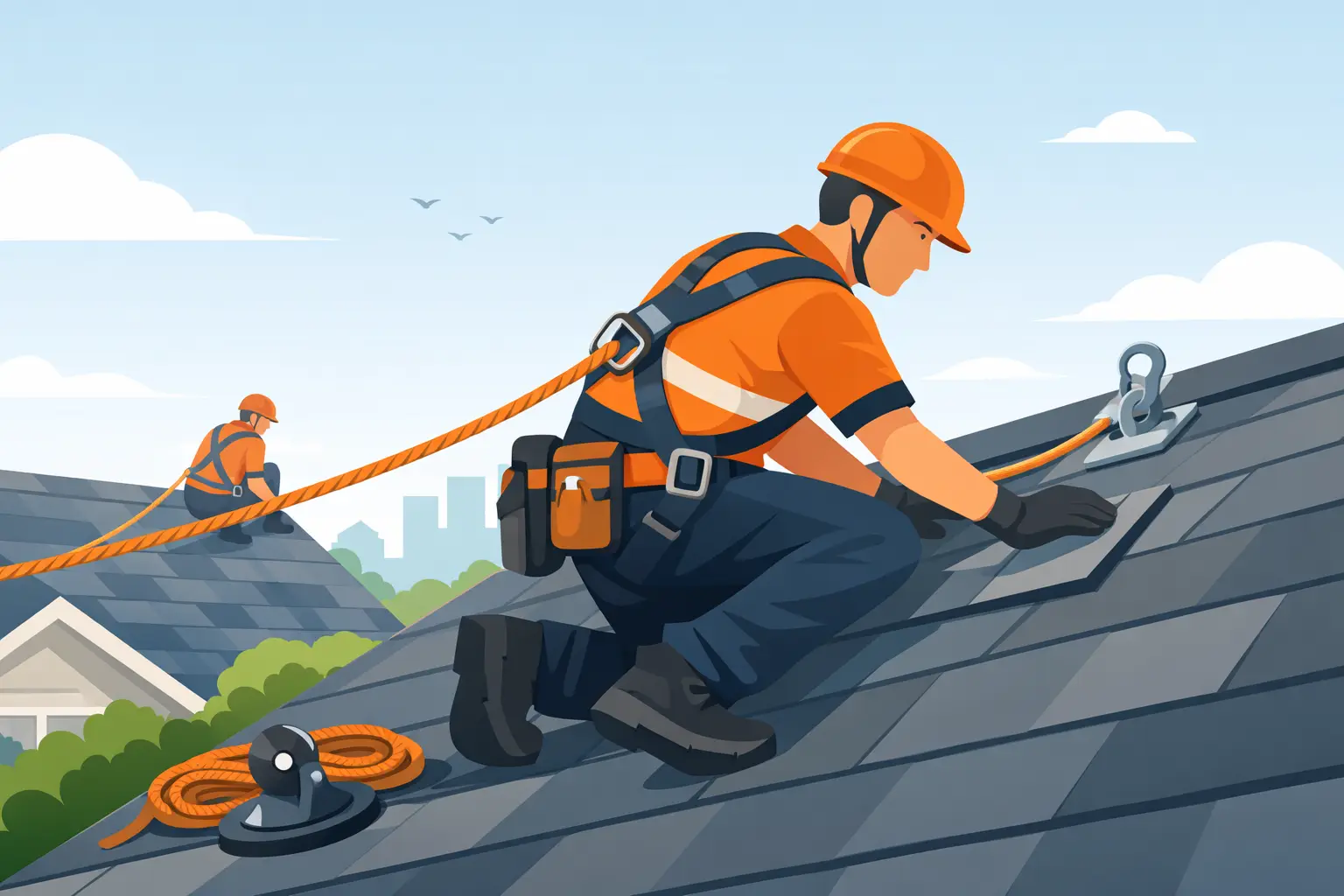 How Do Roofers Stay on the Roof Safely?